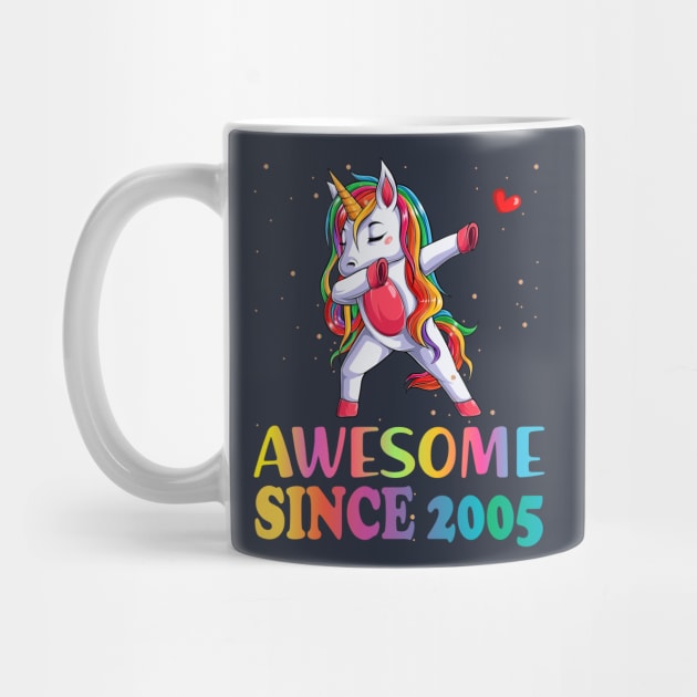 Awesome Since 2005 born unicorn for queens Birthday Gift by YuriArt